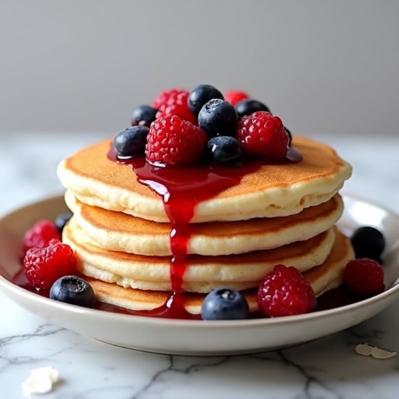 Fluffy Protein Pancakes with Berry Compote