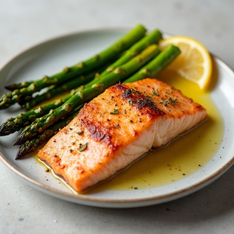 Crispy Pan-Seared Salmon with Roasted Asparagus