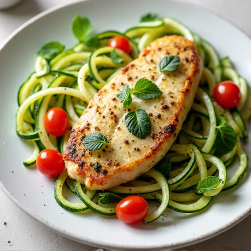 Creamy Pesto Chicken with Zucchini Noodles