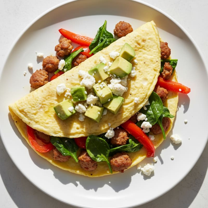 Egg White Veggie Omelet with Turkey Sausage