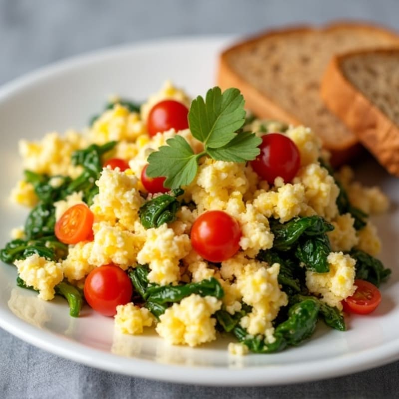 Egg White Vegetable Scramble with Cottage Cheese