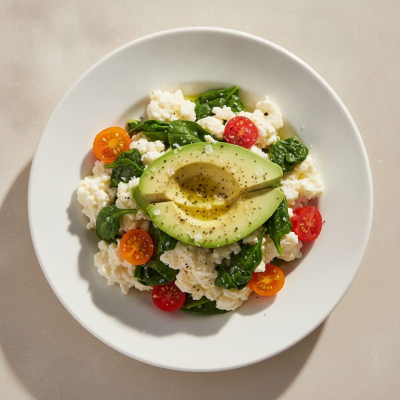 Egg White Scramble with Spinach and Avocado