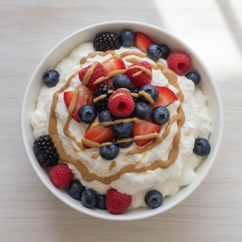 Greek Yogurt Protein Mousse with Mixed Berries