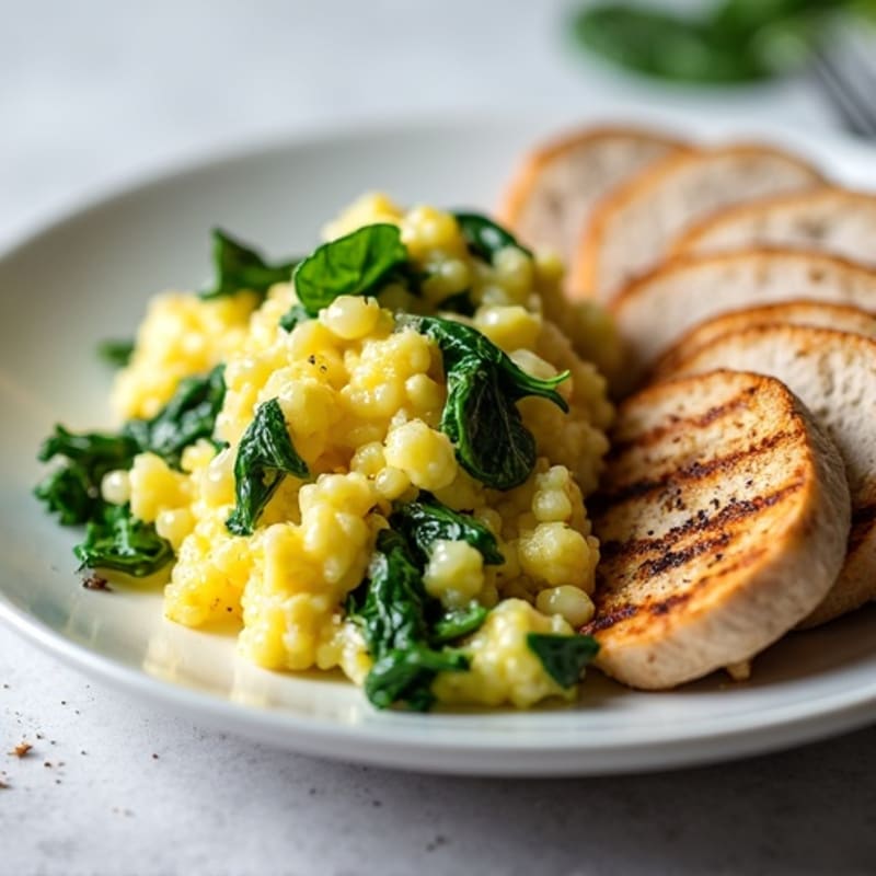 Egg White Spinach Scramble with Grilled Turkey Breast
