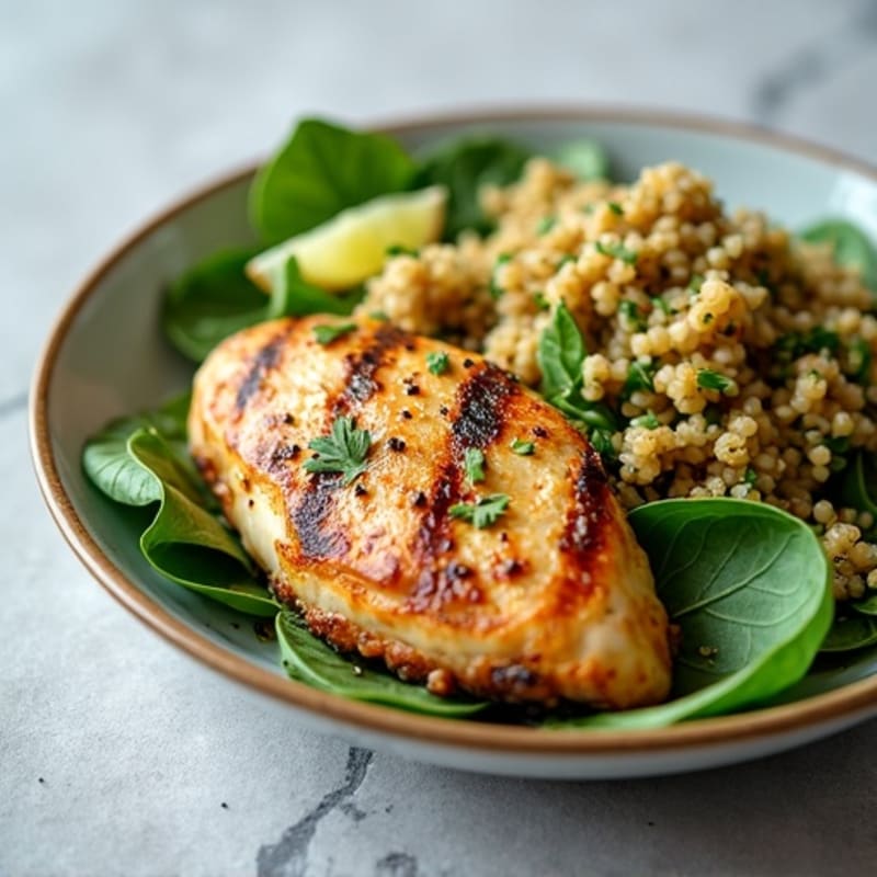 Grilled Chicken Breast with Spinach and Quinoa Salad