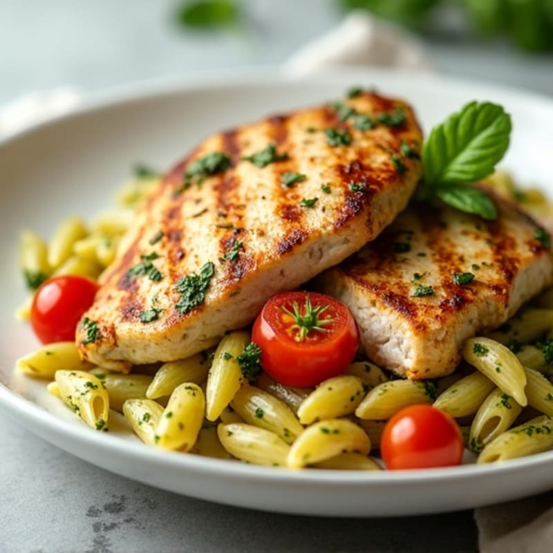 Chicken with Creamy Pesto Pasta