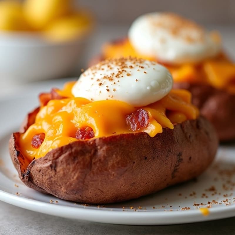 Crispy Bacon-Stuffed Sweet Potato with Sharp Cheddar