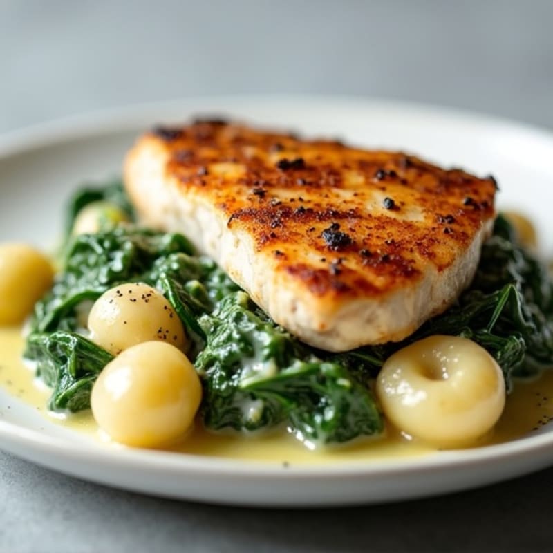 Pan-Seared Chicken with Creamy Spinach Gnocchi
