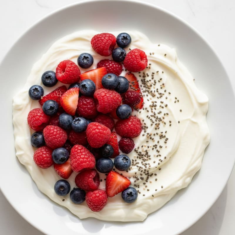 Silky Greek Yogurt Protein Pudding with Mixed Berries