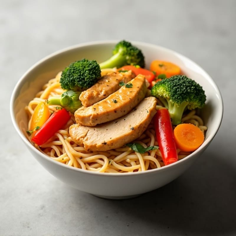 Creamy Peanut Chicken and Vegetable Noodles