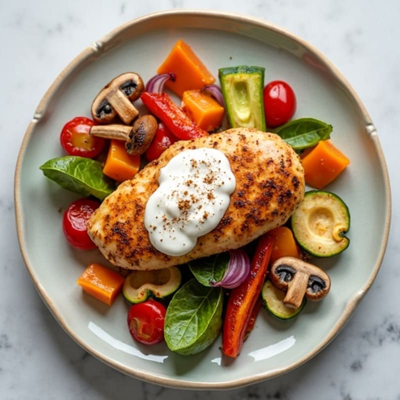 Spiced Creamy Chicken with Roasted Vegetables