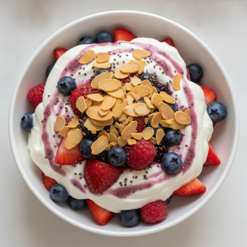 Greek Yogurt Protein Parfait with Mixed Berries