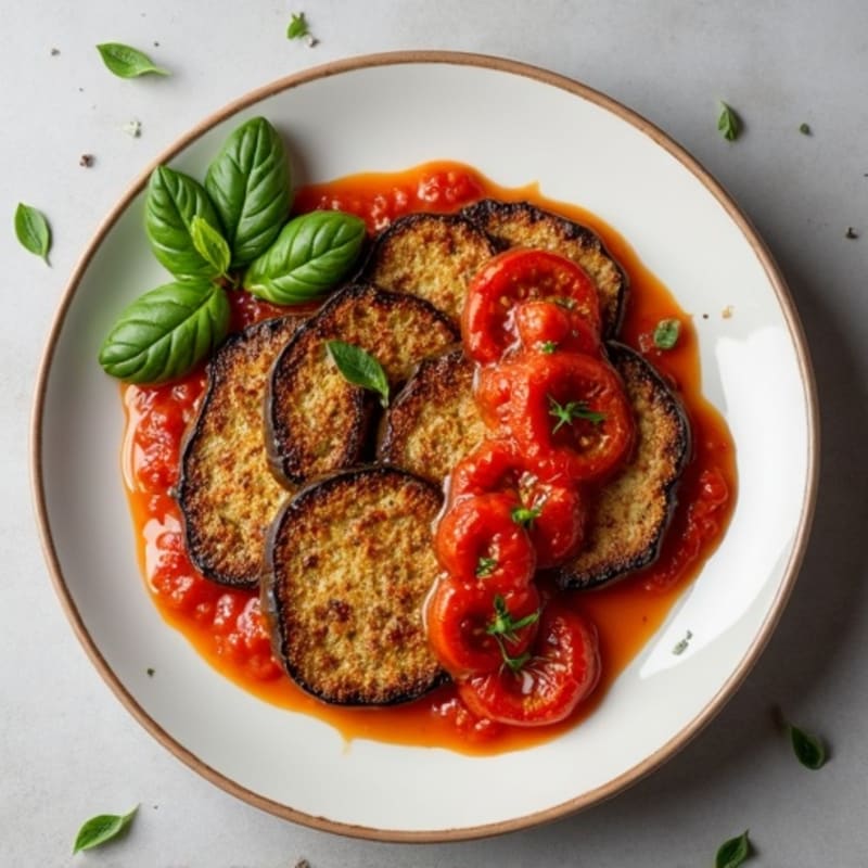 Crispy Herb-Roasted Eggplant with Tomato Basil Sauce