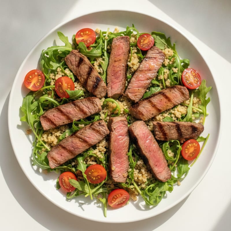 Grilled Steak Salad with Cherry Tomatoes and Quinoa