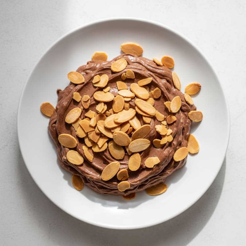 Silky Chocolate Protein Pudding with Sliced Almonds