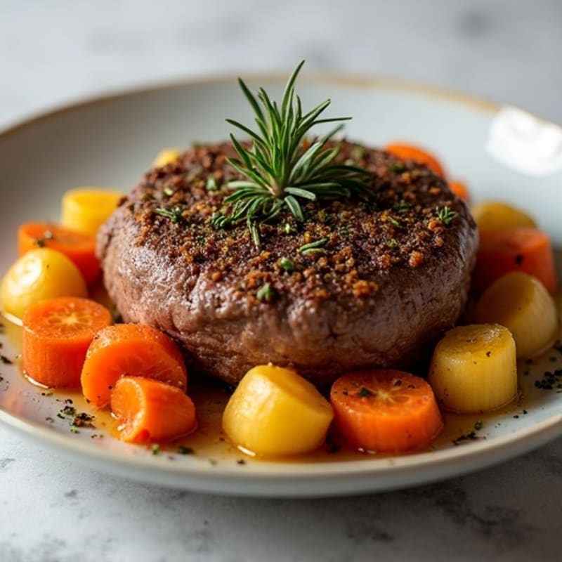 Herb-Crusted Tender Pot Roast with Root Vegetables
