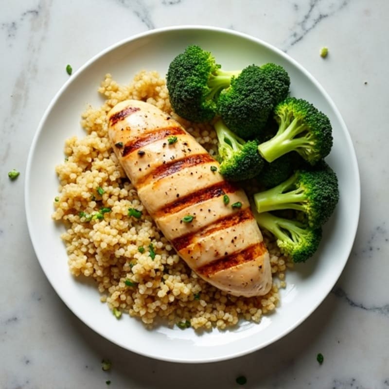 Grilled Chicken Breast with Quinoa and Steamed Broccoli