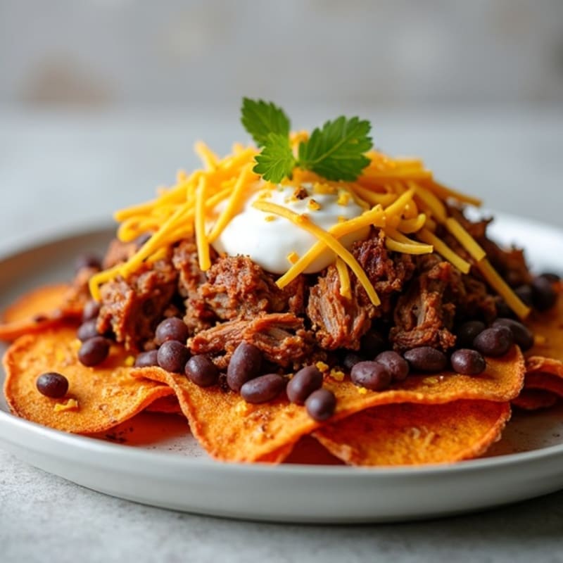 Smoky Pulled Pork Loaded Sweet Potato Nachos