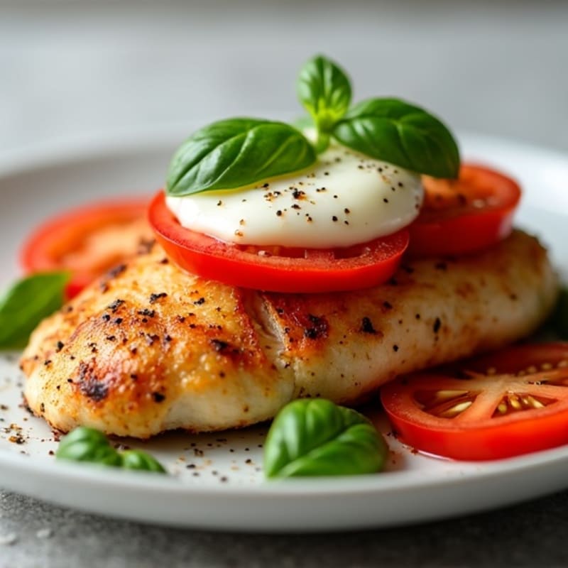 Roasted Chicken Breast with Fresh Tomato, Basil, and Melted Mozzarella