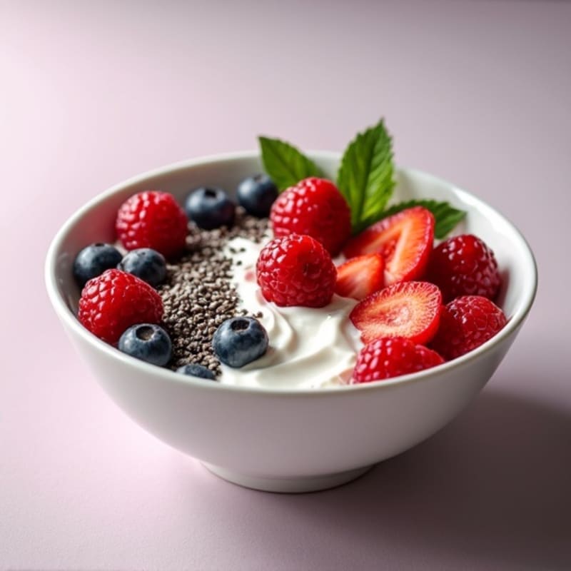 Greek Yogurt Bowl with Mixed Berries and Chia Seeds