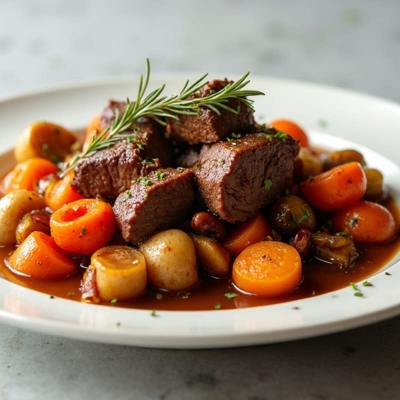 Tender Slow-Cooked Beef with Roasted Root Vegetables