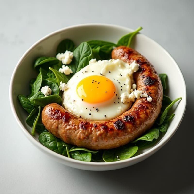 Savory Egg White and Turkey Sausage Breakfast Bowl with Spinach