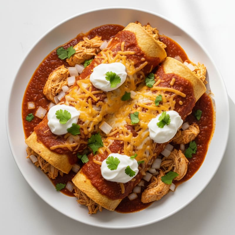 Creamy Chicken Enchiladas Rojas