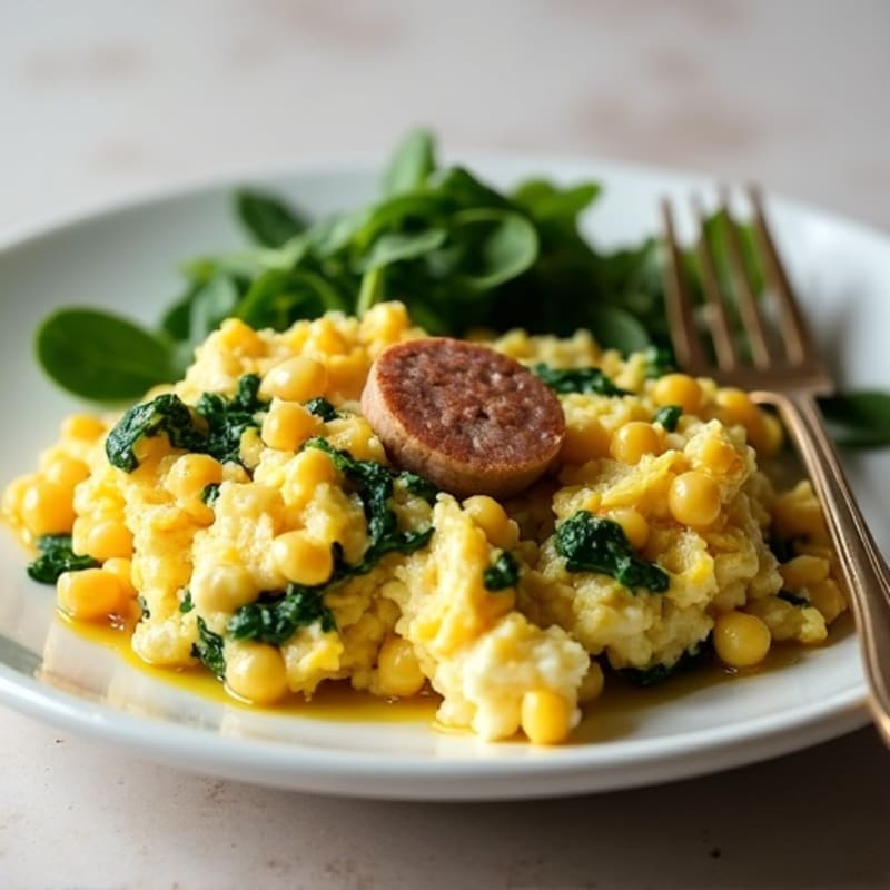 Egg White and Spinach Scramble with Turkey Sausage