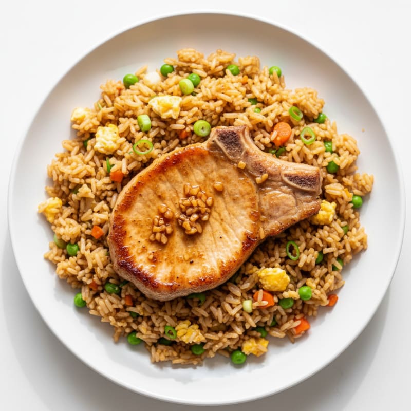 Pan-Seared Pork Chop with Egg Fried Rice