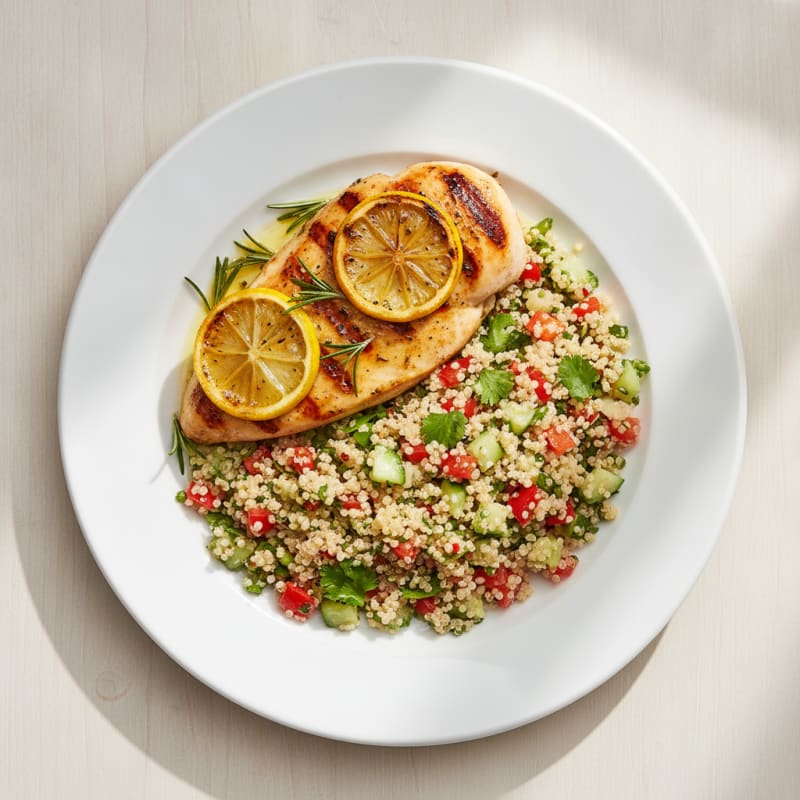 Grilled Chicken Breast with Crunchy Quinoa Salad