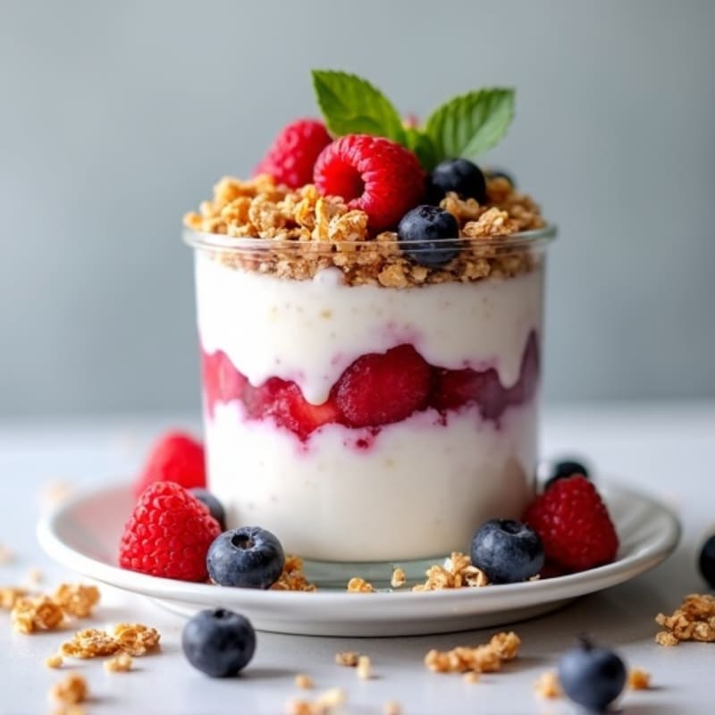 Greek Yogurt Protein Parfait with Mixed Berries