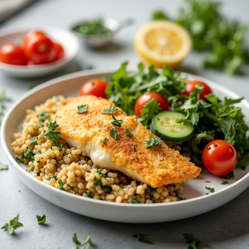 Crispy Baked Cod with Fresh Herb Salad
