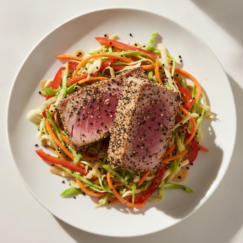 Seared Tuna with Crunchy Vegetable Slaw