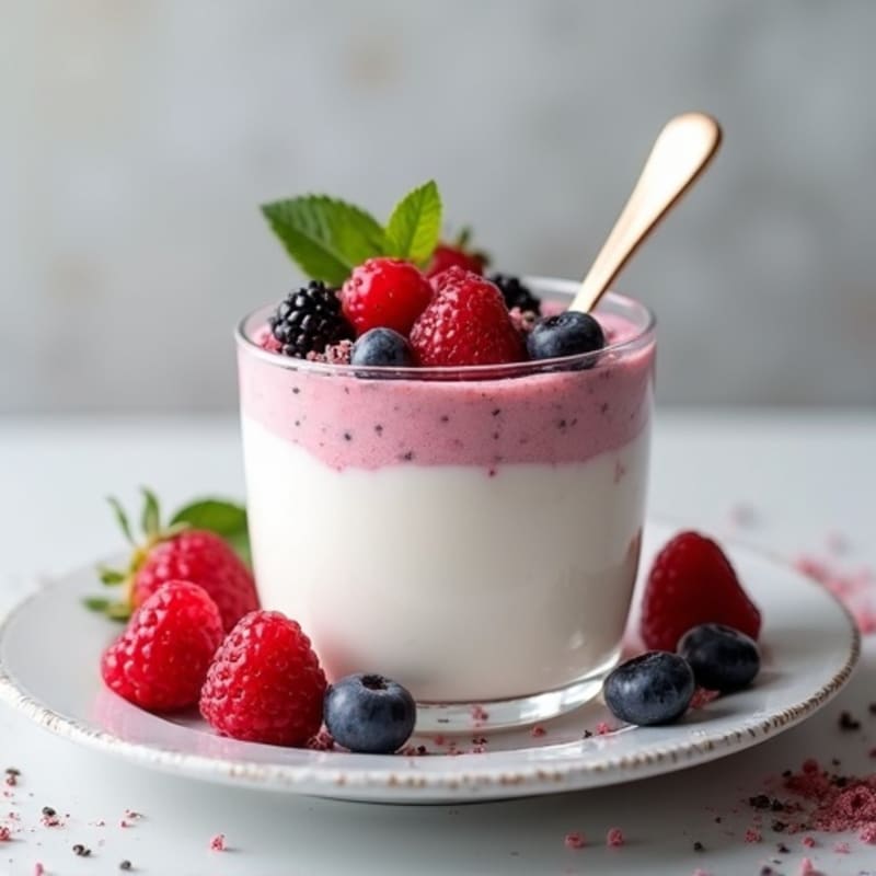Greek Yogurt Protein Mousse with Mixed Berries