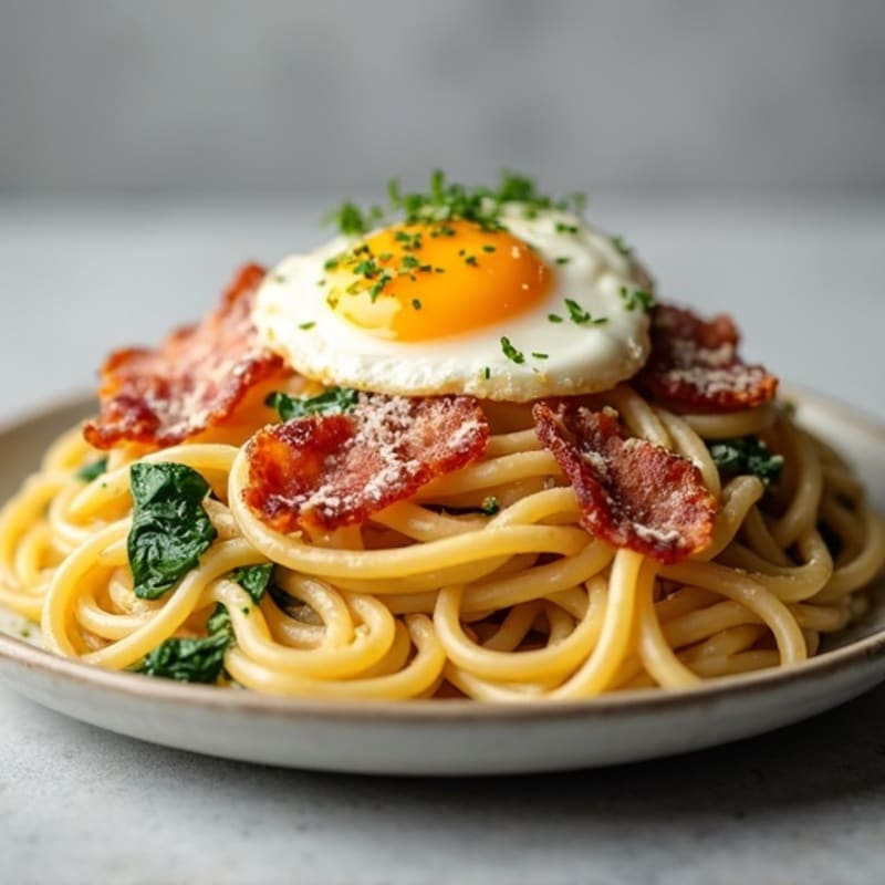 Creamy Egg and Crispy Bacon Pasta