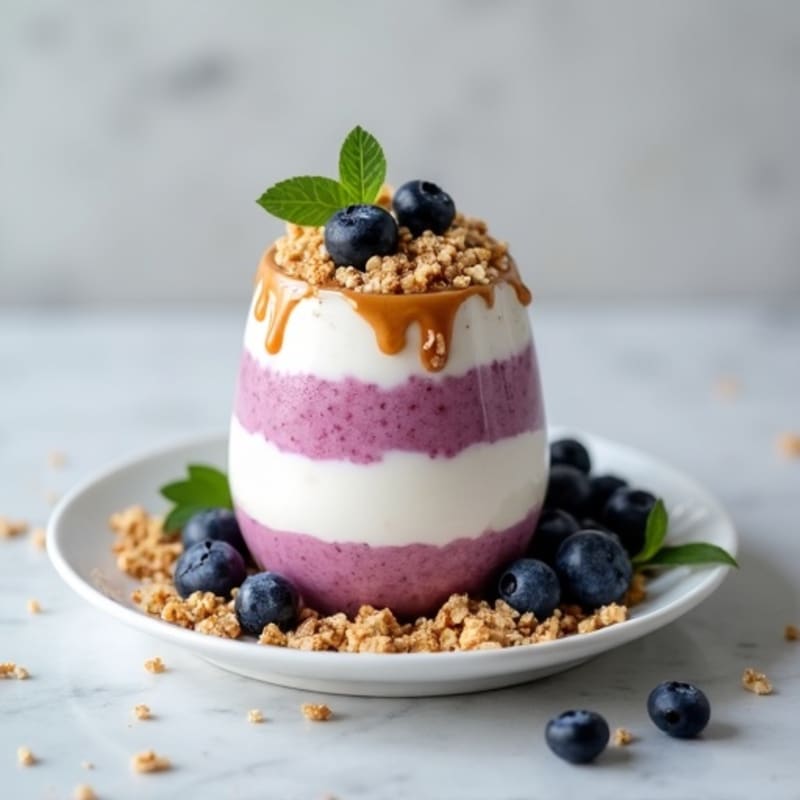 Creamy Greek Yogurt Protein Parfait with Almond Butter and Blueberries