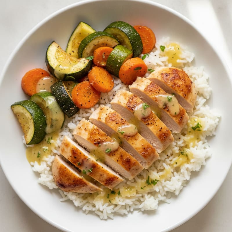 Chicken and Roasted Vegetable Rice Bowl