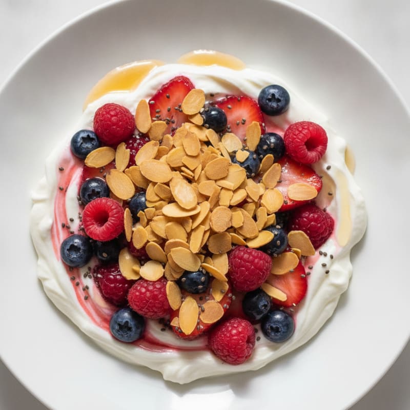 Greek Yogurt Protein Parfait with Berries and Almonds