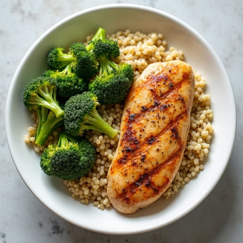 Grilled Chicken Breast with Roasted Broccoli and Quinoa