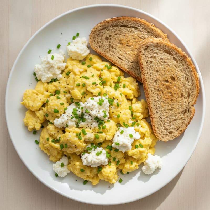 Scrambled Eggs with Cottage Cheese and Chives