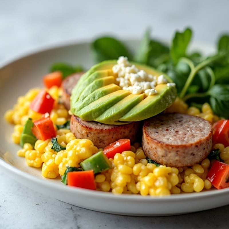 Egg White Veggie Scramble with Turkey Sausage