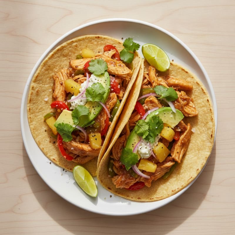 Slow Cooker Pineapple Ginger Chicken Tacos