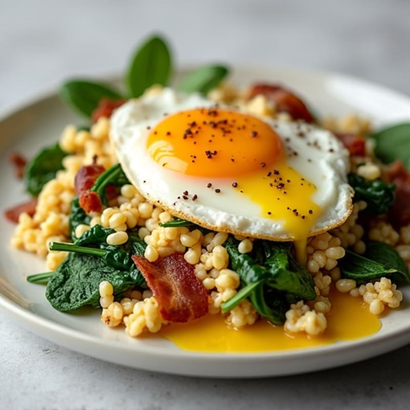 Egg White Spinach Scramble with Turkey Bacon