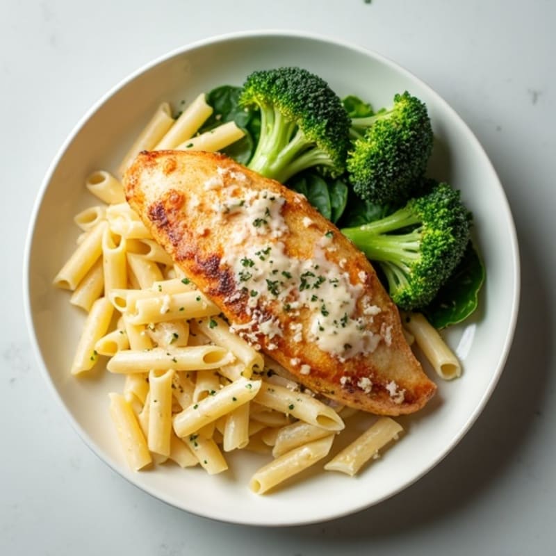 Healthy Creamy Chicken Alfredo Pasta