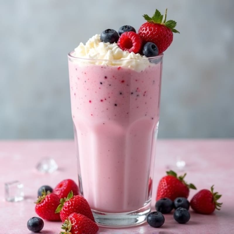 High-Protein Milkshake with Cottage Cheese and Mixed Berries