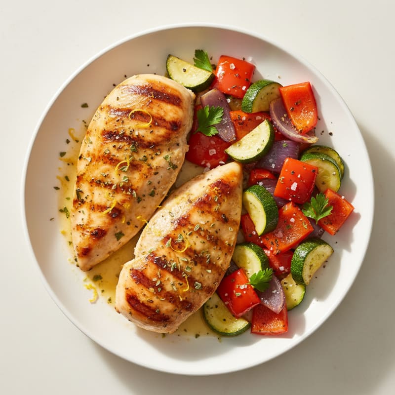 Grilled Lemon-Herb Chicken with Roasted Vegetables