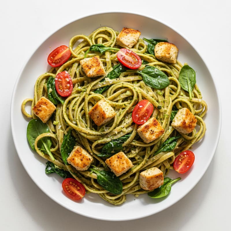 Creamy Pesto Chicken Linguine