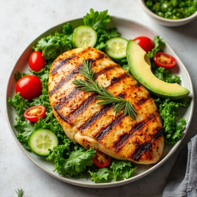 Grilled Lemon-Herb Chicken with Fresh Crunchy Greens