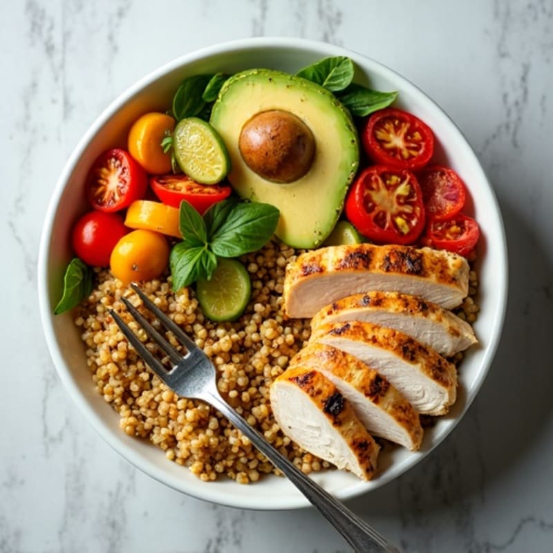 Grilled Chicken and Quinoa Bowl with Roasted Vegetables