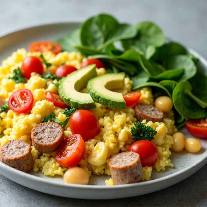 Egg White and Turkey Sausage Scramble with Spinach